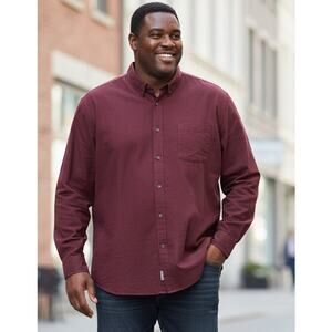 Basic Edition Men Big & Tall 4x Burgundy Wine Cotton Casual Button Front Shirt